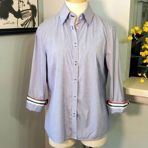 J. McLaughlin Blue Striped Button Down Shirt